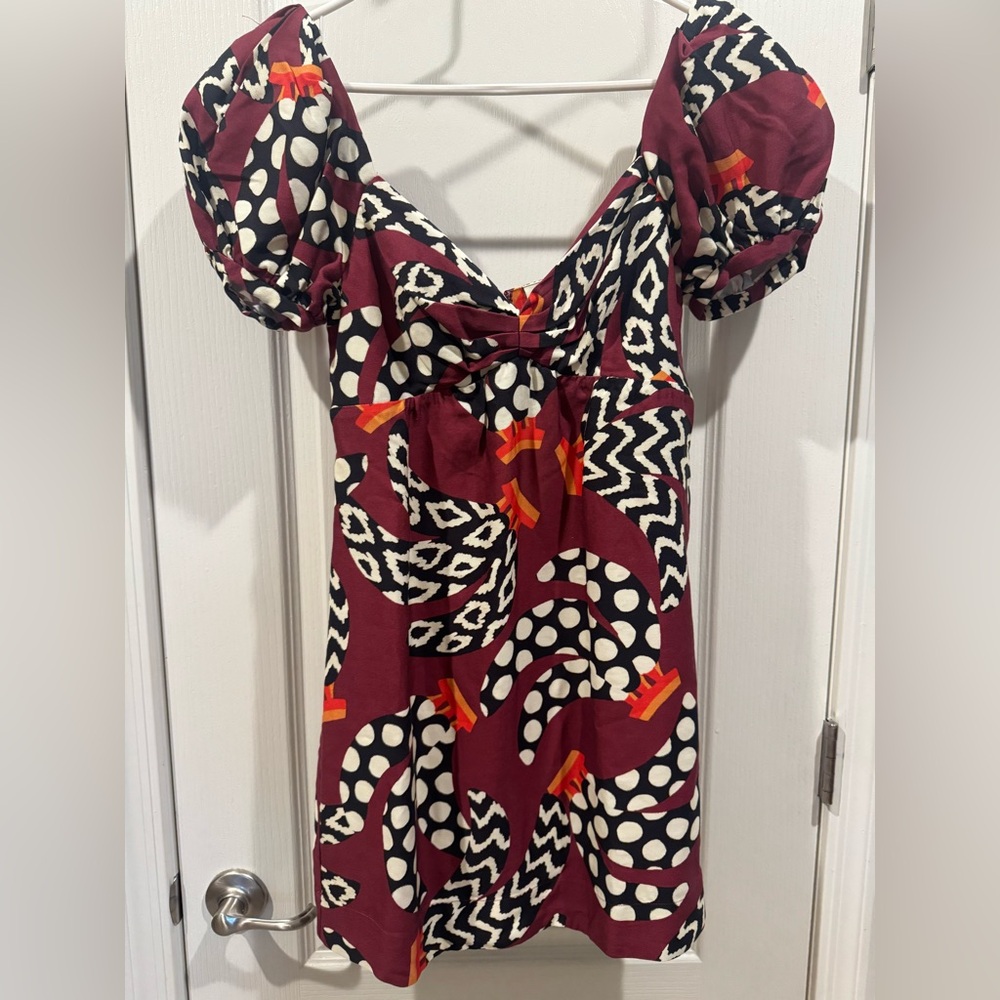 Farm Rio Burgundy Banana Mini Dress XS NWT